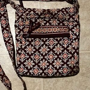 Vera Bradley cotton quilted burgundy cross body purse